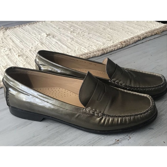 Cole Haan Soft Gold Patent Leather Penny Loafer Mens Sz 11 D29538 - Picture 1 of 12